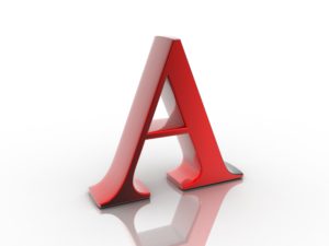 Digital illustration of letter symbol in 3d on white background